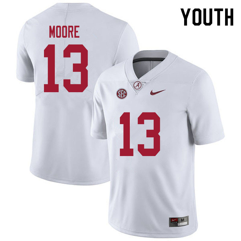 Alabama Crimson Tide Youth Malachi Moore #13 White NCAA Nike Authentic Stitched 2020 College Football Jersey DD16B60DQ